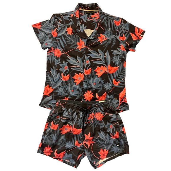 Hugo Boss Beach Shirt and Shorts/Swim Trunks - Floral Print - XL - Excellent - Picture 1 of 16